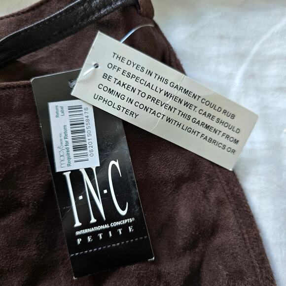 *NWT INC Genuine Suede Mini Skirt with Leather Belt Chocolate Brown Size 2P - Picture 6 of 8